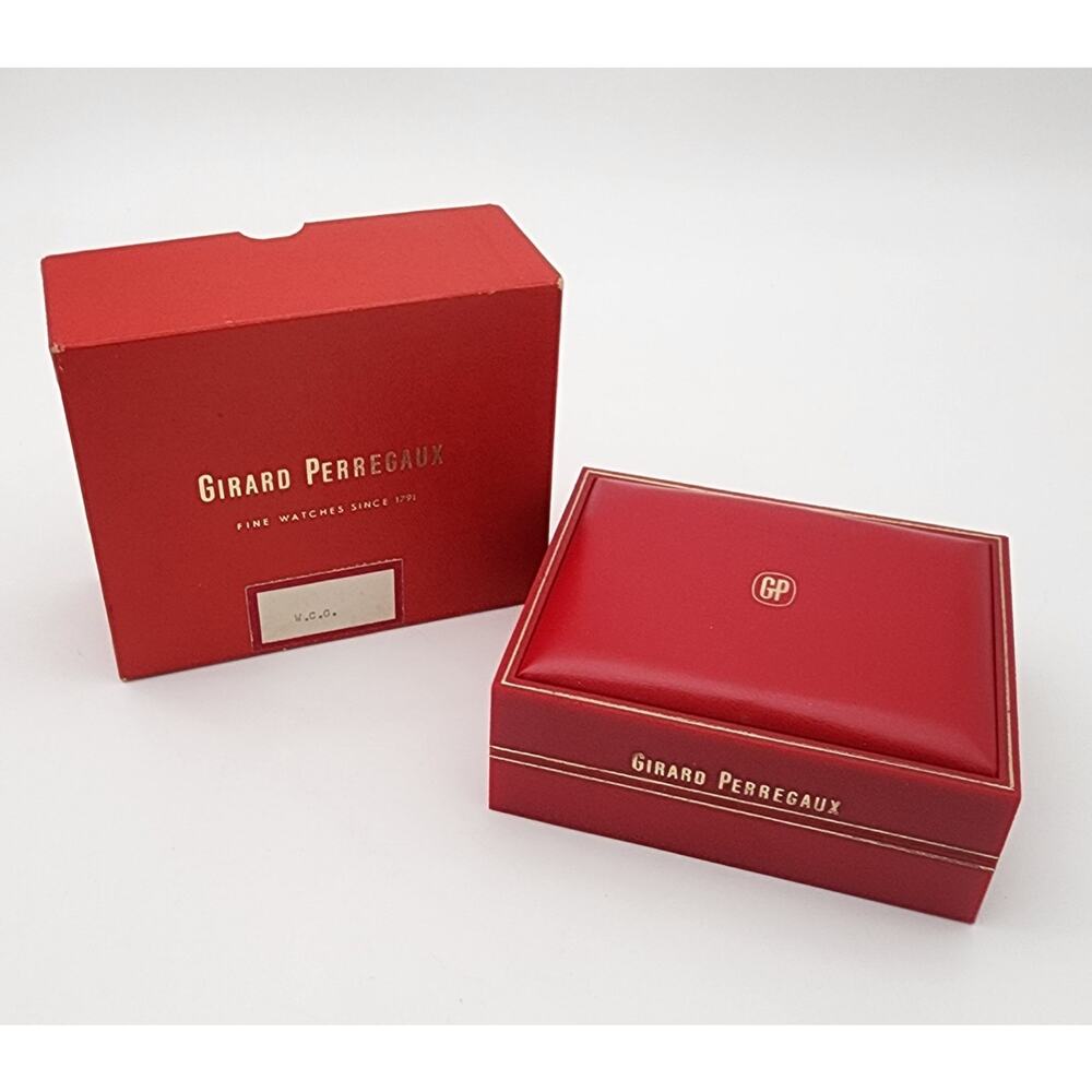 Vtg 1960s Girard-Perregaux Red Gold Presentation Clamshell Watch Box & Documents - Picture 8 of 16